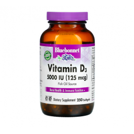 Bluebonnet Nutrition Витамин D3 из печени трески 5000 МЕ 250 капс